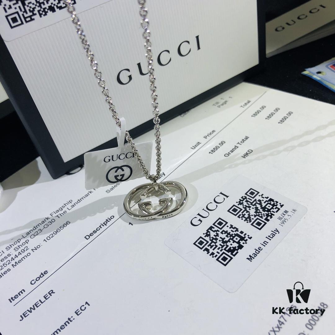 692fef0c99f2d84055c8d375 Gucci Real Photo One-to-One Replica Sticker, Labels, Receipt Included, Pure Silver Double G Necklace, Unisex Fashion Minimalist Design