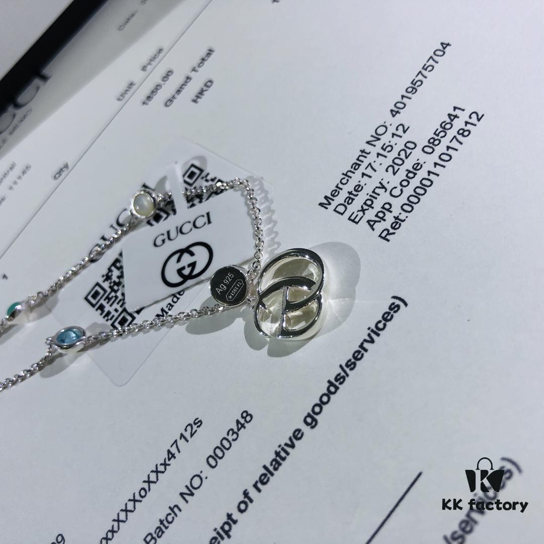 692fef0c99f2d84055c8d376 Gucci Real Photo One-to-One Replica Sticker, Labels, Receipt Included, Pure Silver Double G Necklace, Unisex Fashion Minimalist Design