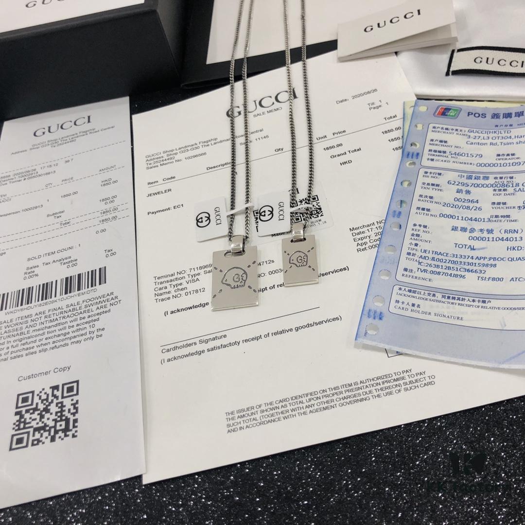 692fef1599f2d84055c8d386 Gucci Official Photos Replica One-to-One Sticker, Labels, Receipt Included, Gucci Ghost Skull Necklace, Double G Texture Pendant, Artistic Design, 65cm Chain Length, Must-Have for Fashion Enthusiasts