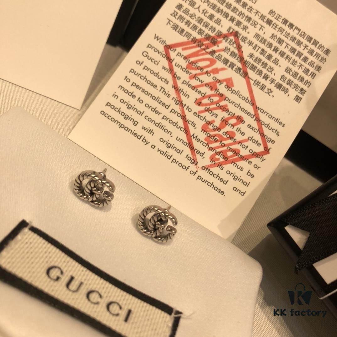 GUCCI Double G Twisted Rope Stud Earrings