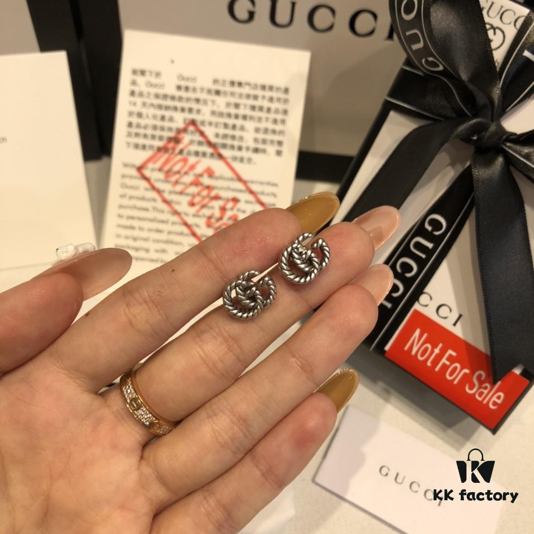GUCCI Double G Twisted Rope Stud Earrings