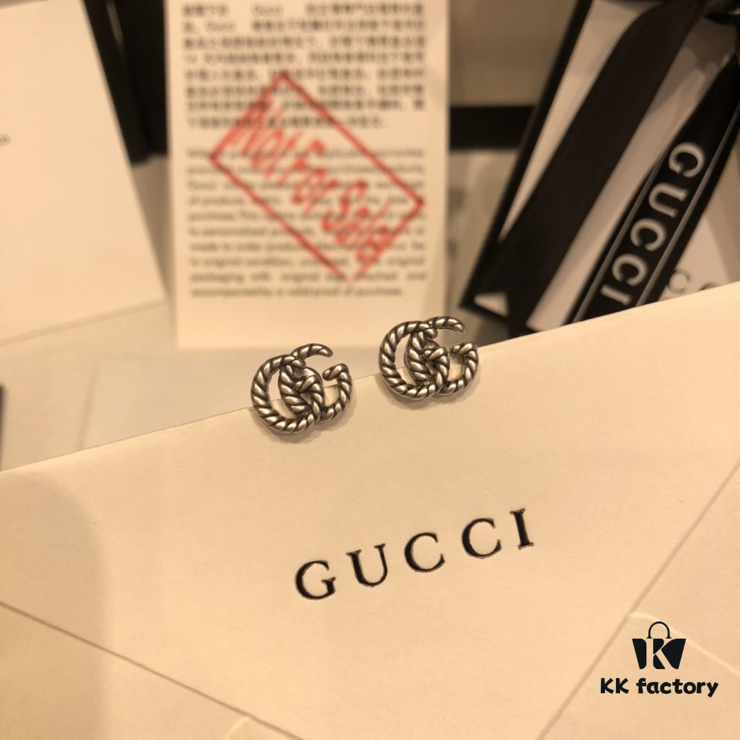GUCCI Double G Twisted Rope Stud Earrings