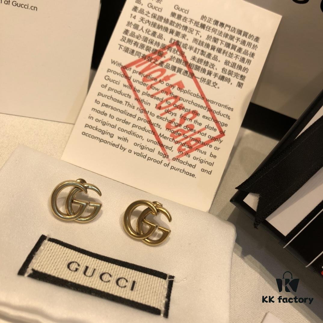 GUCCI Retro Double G Stud Earrings