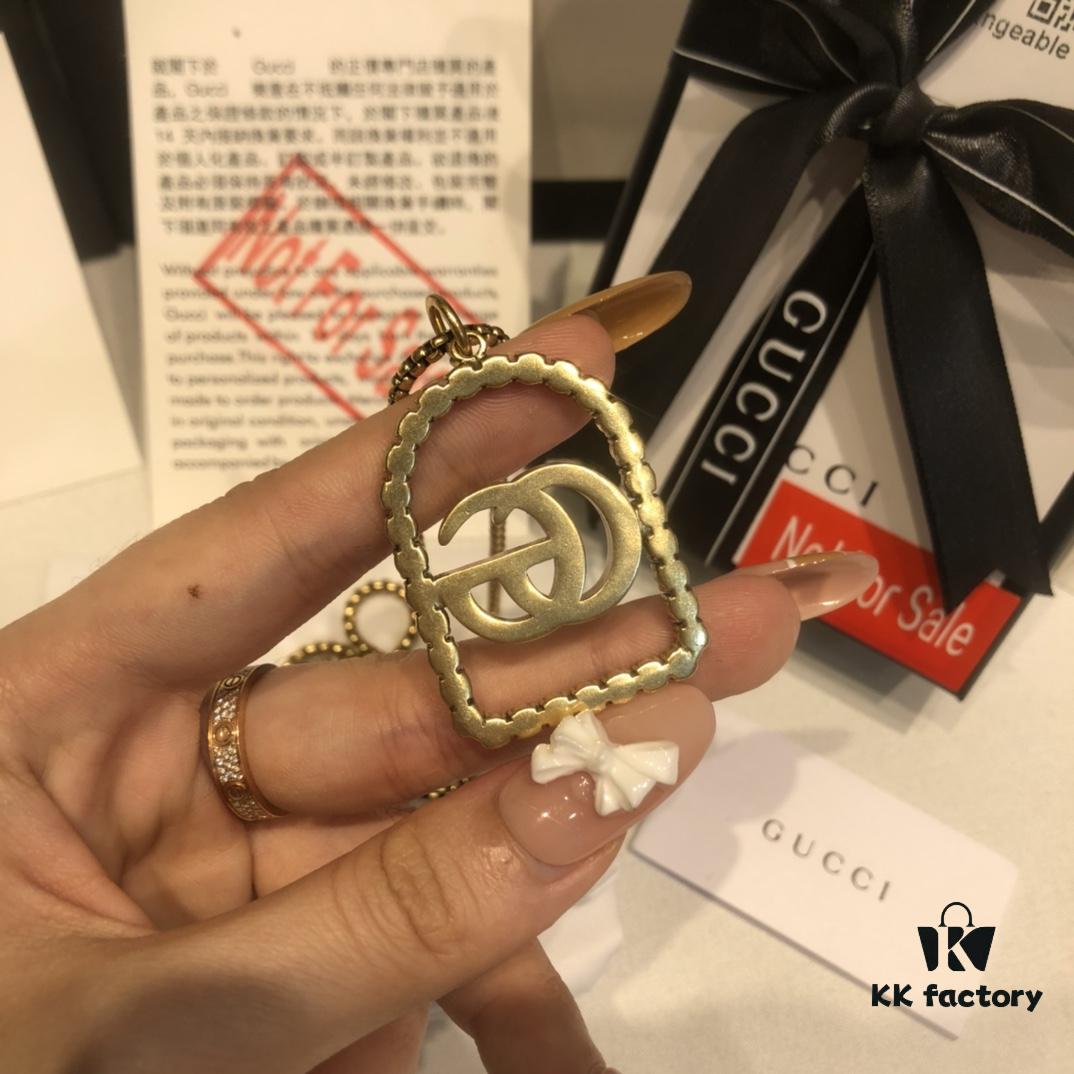 692fef3099f2d84055c8d3b7 GUCCI Diamond-Paved Double G Set Necklace and Stud Earrings