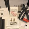 692fef3599f2d84055c8d3be GUCCI Diamond-Paved Double G Pearl Bee Stud Earrings