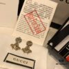 692fef3999f2d84055c8d3c4 GUCCI Diamond-Paved Double G Pearl Bee Stud Earrings