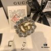 GUCCI Diamond-Circled Double G Brooch