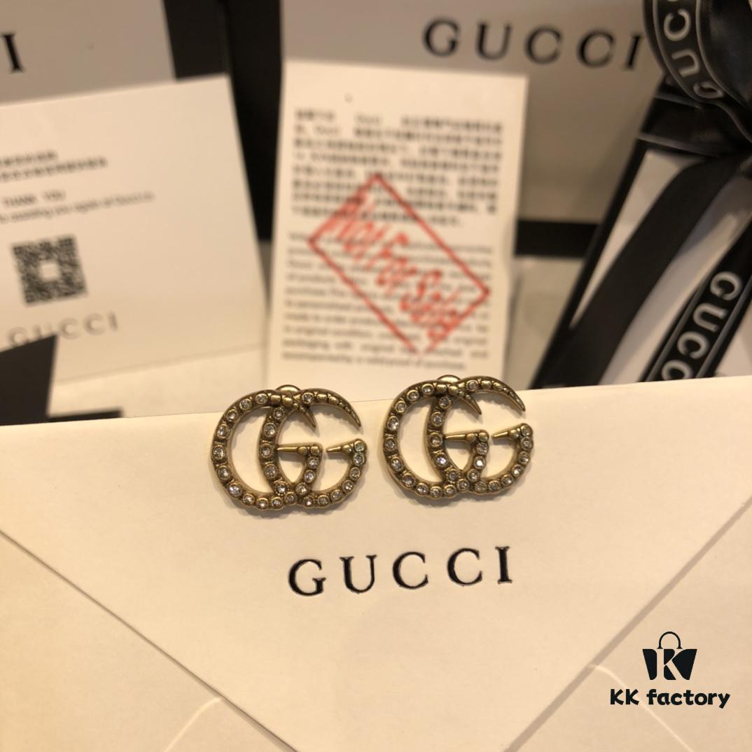 692fef5199f2d84055c8d3ec GUCCI Full Diamond Double G Stud Earrings