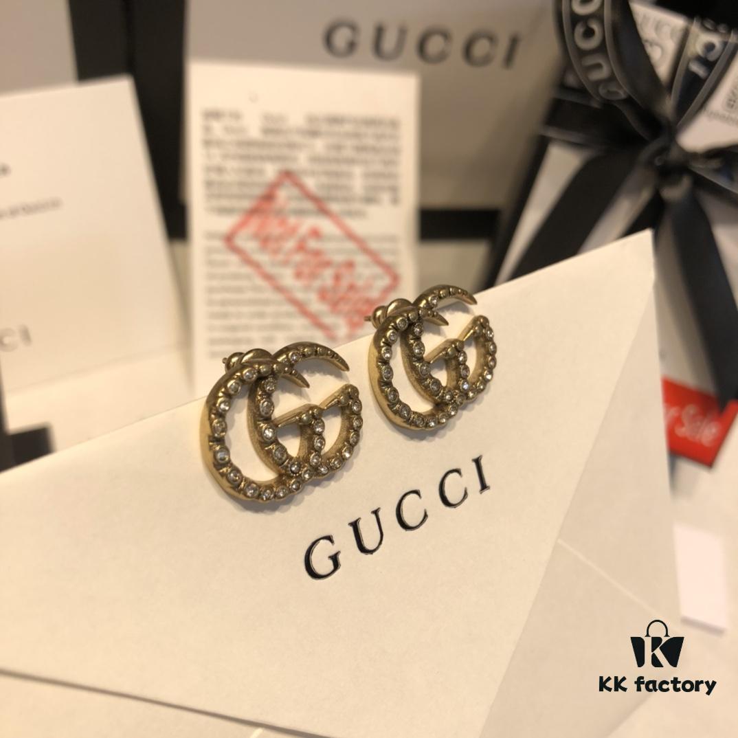 692fef5299f2d84055c8d3ed GUCCI Full Diamond Double G Stud Earrings