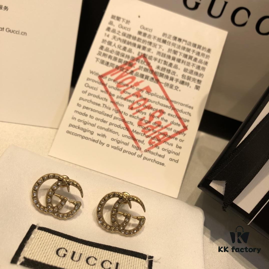 692fef5299f2d84055c8d3ee GUCCI Full Diamond Double G Stud Earrings
