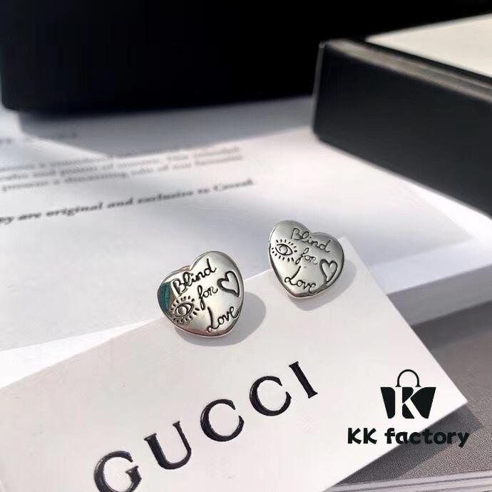 692fef7f99f2d84055c8d43f Exclusive Launch! Now Available! Authentic Custom Gucci Blind For Love Pure Silver Earrings, Heart-shaped Silver Studs Engraved with Iconic Gucci Motifs Including Eyes, Hearts, and the Phrase 'Blind For Love', Unisex Design Perfect for Couples, Comes with Full Packaging, Ideal as a Gift or for Personal Use!