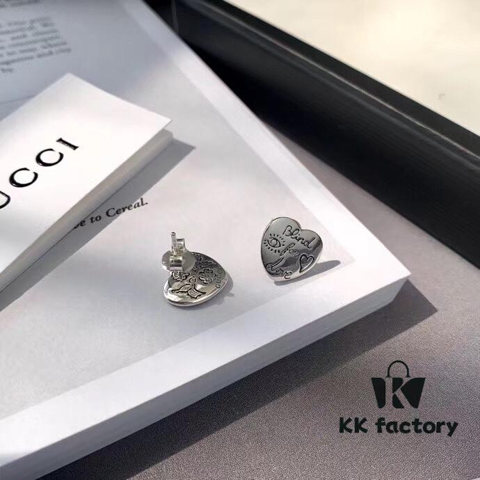 692fef7f99f2d84055c8d440 Exclusive Launch! Now Available! Authentic Custom Gucci Blind For Love Pure Silver Earrings, Heart-shaped Silver Studs Engraved with Iconic Gucci Motifs Including Eyes, Hearts, and the Phrase 'Blind For Love', Unisex Design Perfect for Couples, Comes with Full Packaging, Ideal as a Gift or for Personal Use!