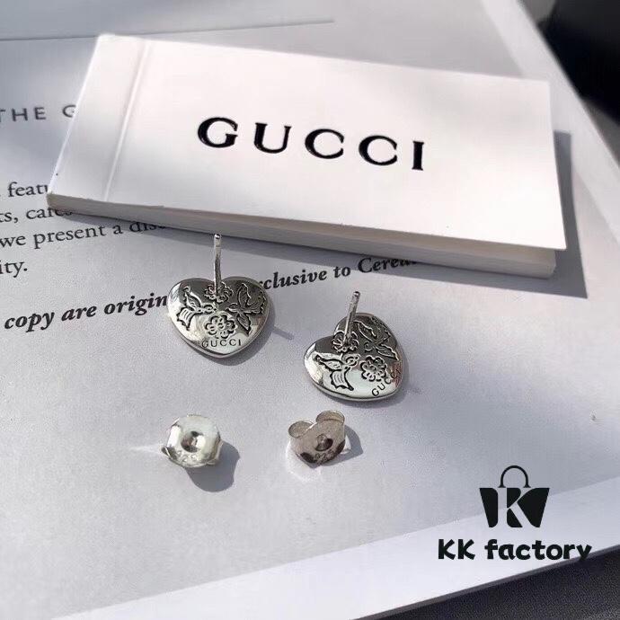 692fef8099f2d84055c8d443 Exclusive Launch! Now Available! Authentic Custom Gucci Blind For Love Pure Silver Earrings, Heart-shaped Silver Studs Engraved with Iconic Gucci Motifs Including Eyes, Hearts, and the Phrase 'Blind For Love', Unisex Design Perfect for Couples, Comes with Full Packaging, Ideal as a Gift or for Personal Use!