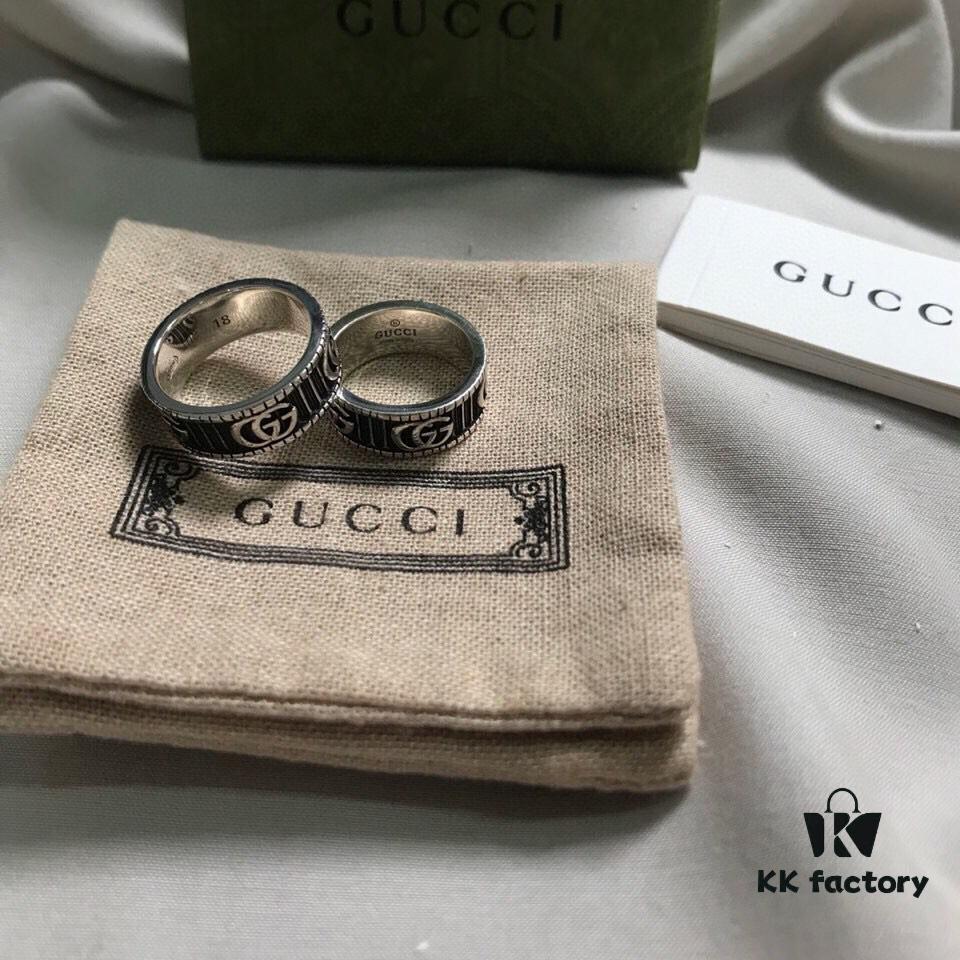 692fefab99f2d84055c8d49b Gucci 925 Sterling Silver Double G Striped Vintage Ring