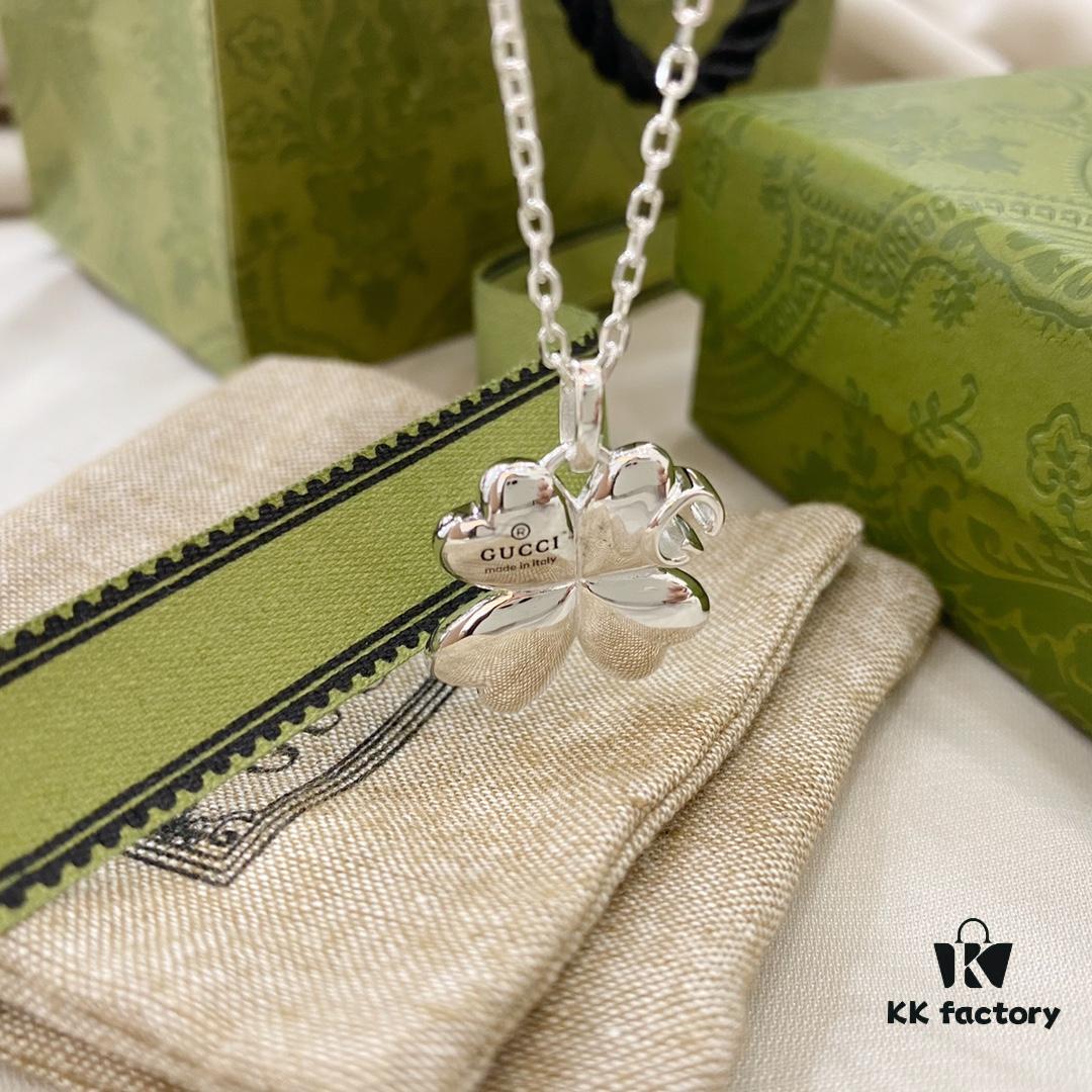 Gucci Gucci 925 Sterling Silver Four-Leaf Clover Necklace