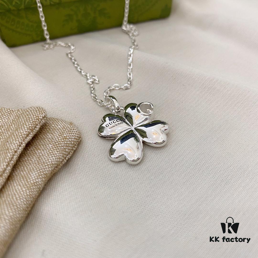 Gucci Gucci 925 Sterling Silver Four-Leaf Clover Necklace