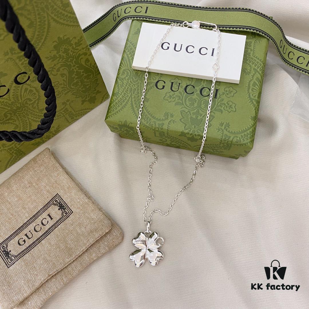 Gucci Gucci 925 Sterling Silver Four-Leaf Clover Necklace