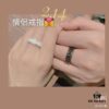 692fefe499f2d84055c8d4fe Gucci Icon Series Black and White Ceramic Couple's Ring with Gold Trim
