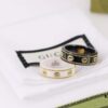 692fefe799f2d84055c8d506 Gucci Icon Series Gold-Edged Black and White Ceramic Couple's Ring