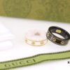692fefe899f2d84055c8d509 Gucci Icon Series Gold-Edged Black and White Ceramic Couple's Ring