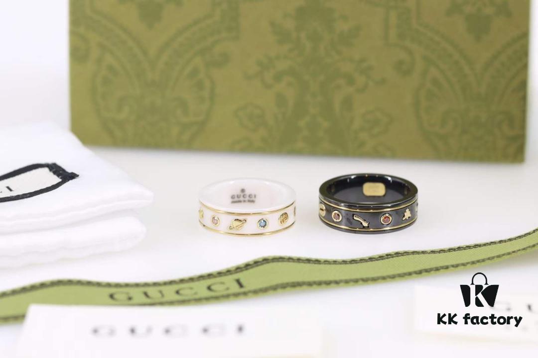 692fefec99f2d84055c8d513 Gucci Icon Series Bee Black Ceramic Couple Ring