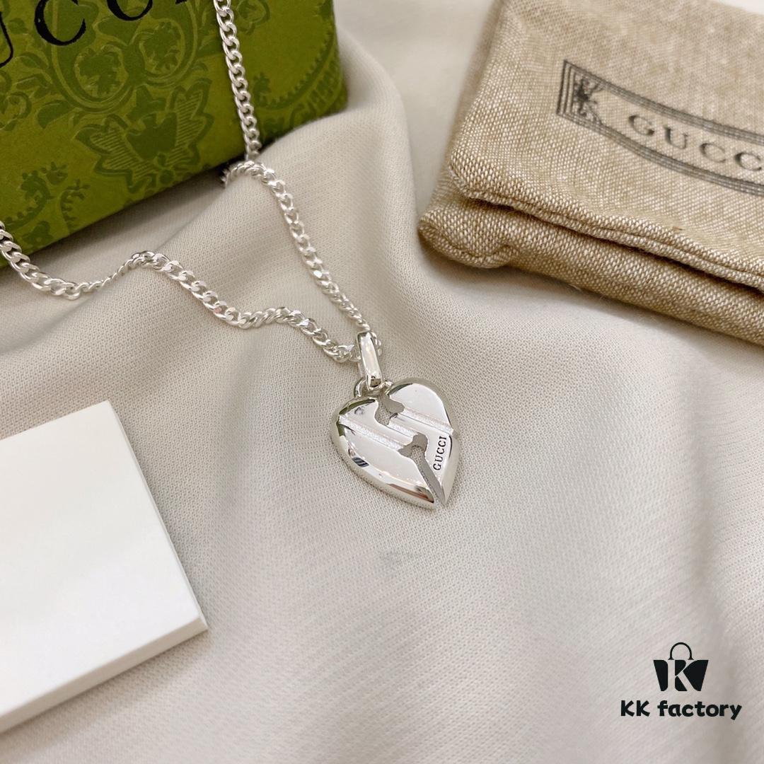 Gucci Gucci 925 Sterling Silver Heart Pendant Necklace