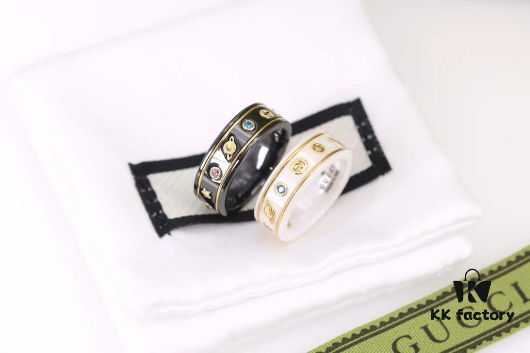 692feff499f2d84055c8d521 Gucci Icon Series Bee Black Ceramic Couple Ring