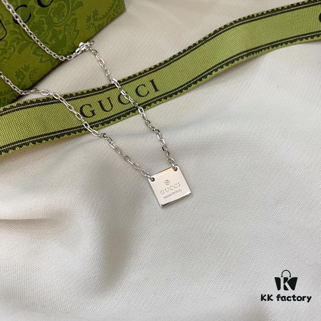 Gucci Gucci 925 Sterling Silver Mini Square Pendant Necklace