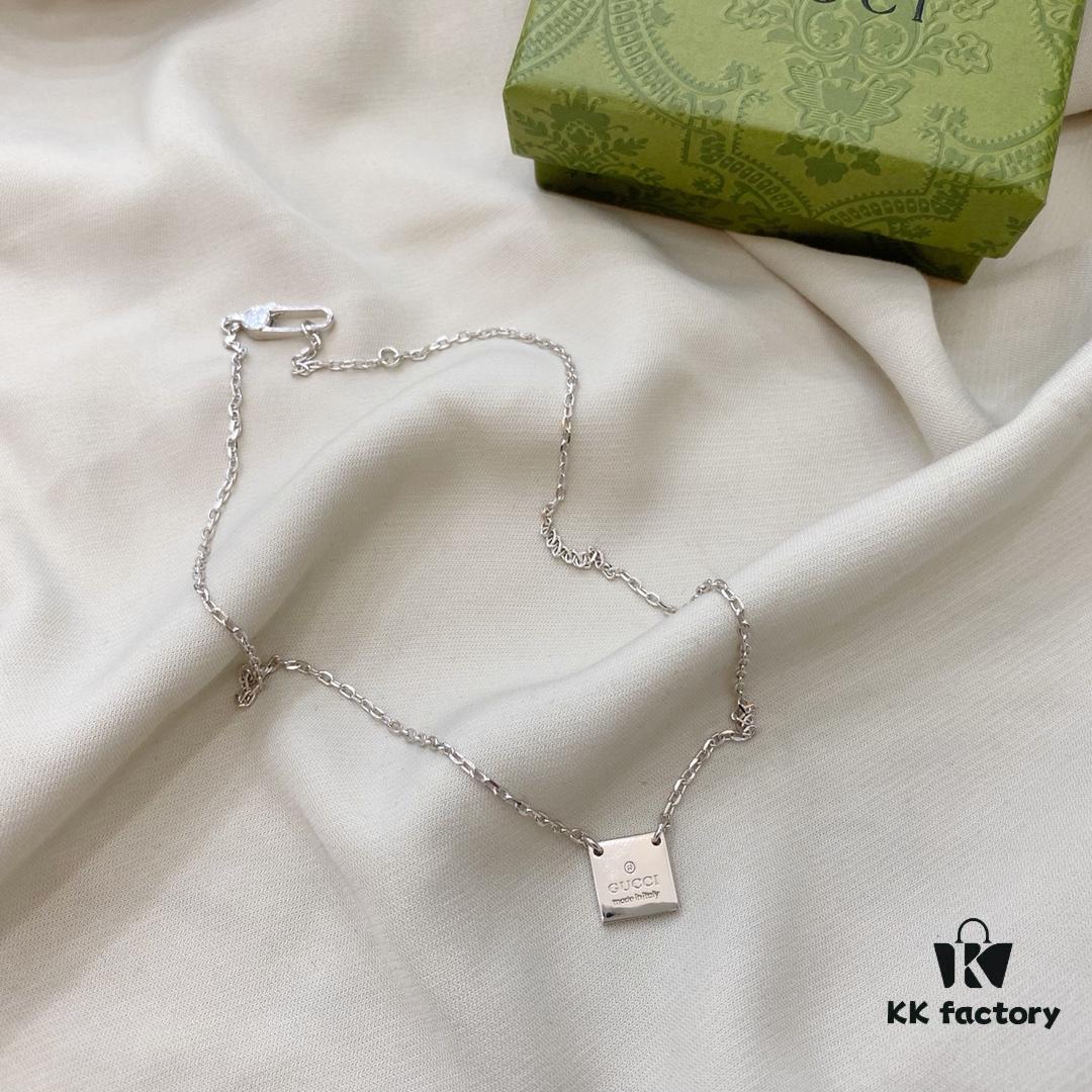 Gucci Gucci 925 Sterling Silver Mini Square Pendant Necklace