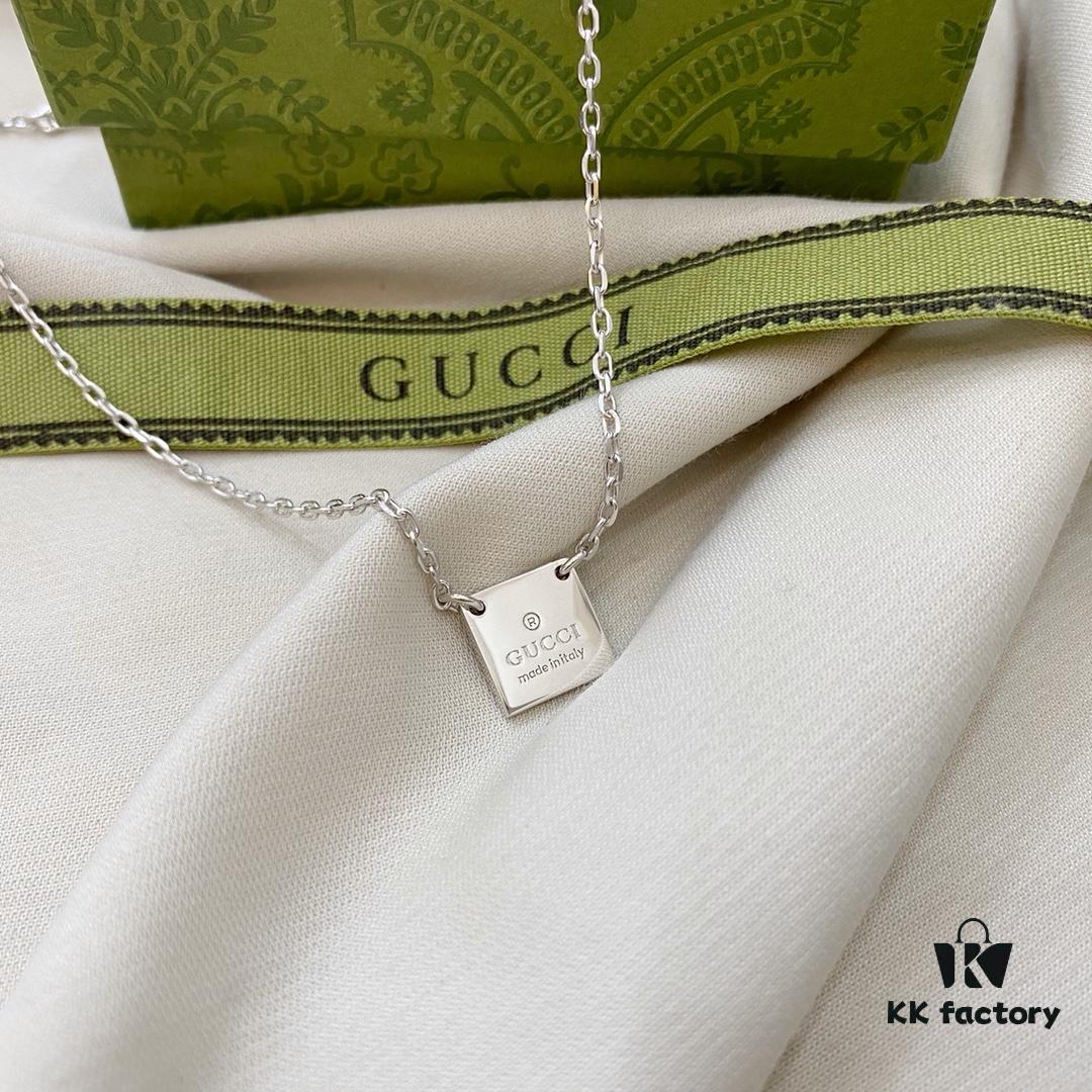 Gucci Gucci 925 Sterling Silver Mini Square Pendant Necklace