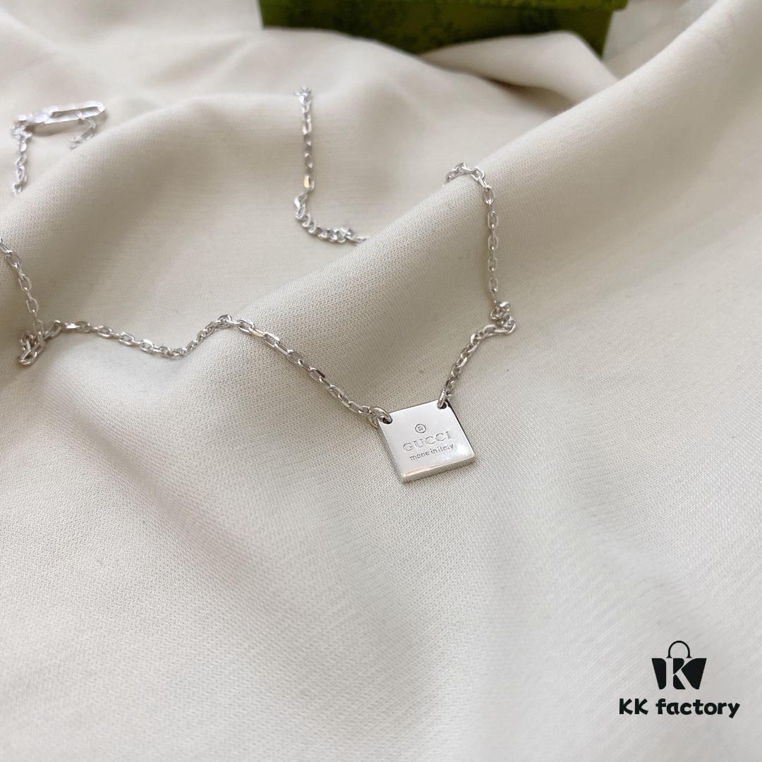 Gucci Gucci 925 Sterling Silver Mini Square Pendant Necklace