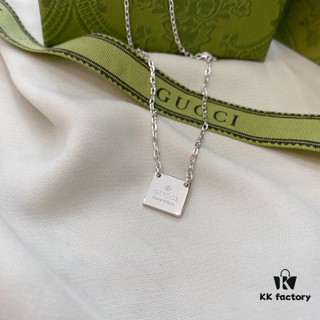 Gucci Gucci 925 Sterling Silver Mini Square Pendant Necklace