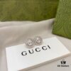 Gucci 925 Sterling Silver Double G Diamond-Encrusted Minimalist Stud Earrings