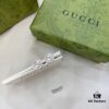 Gucci 925 Sterling Silver Double G Diamond-Encrusted Minimalist Stud Earrings