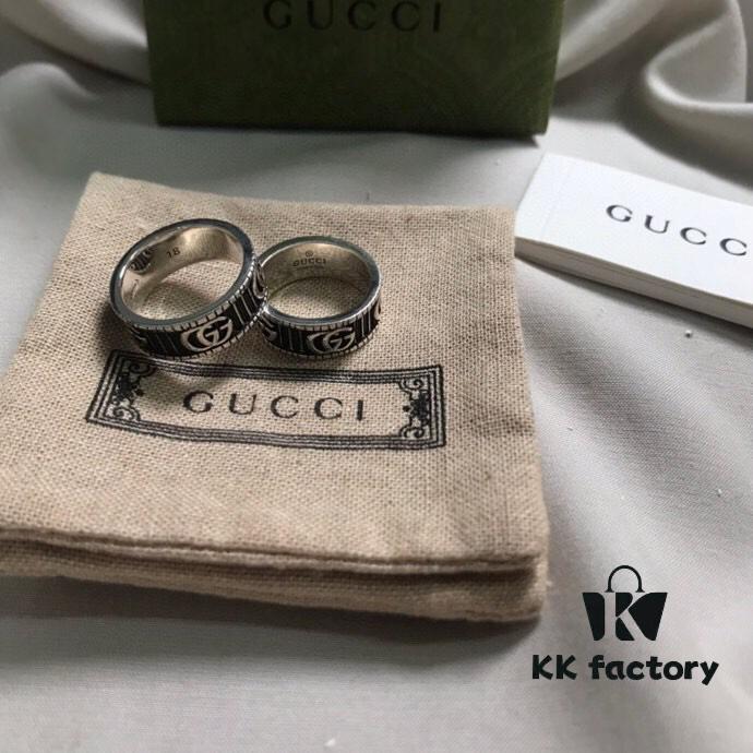 692ff02899f2d84055c8d583 Gucci Gucci 925 Sterling Silver Double G Striped Vintage Ring 5360125
