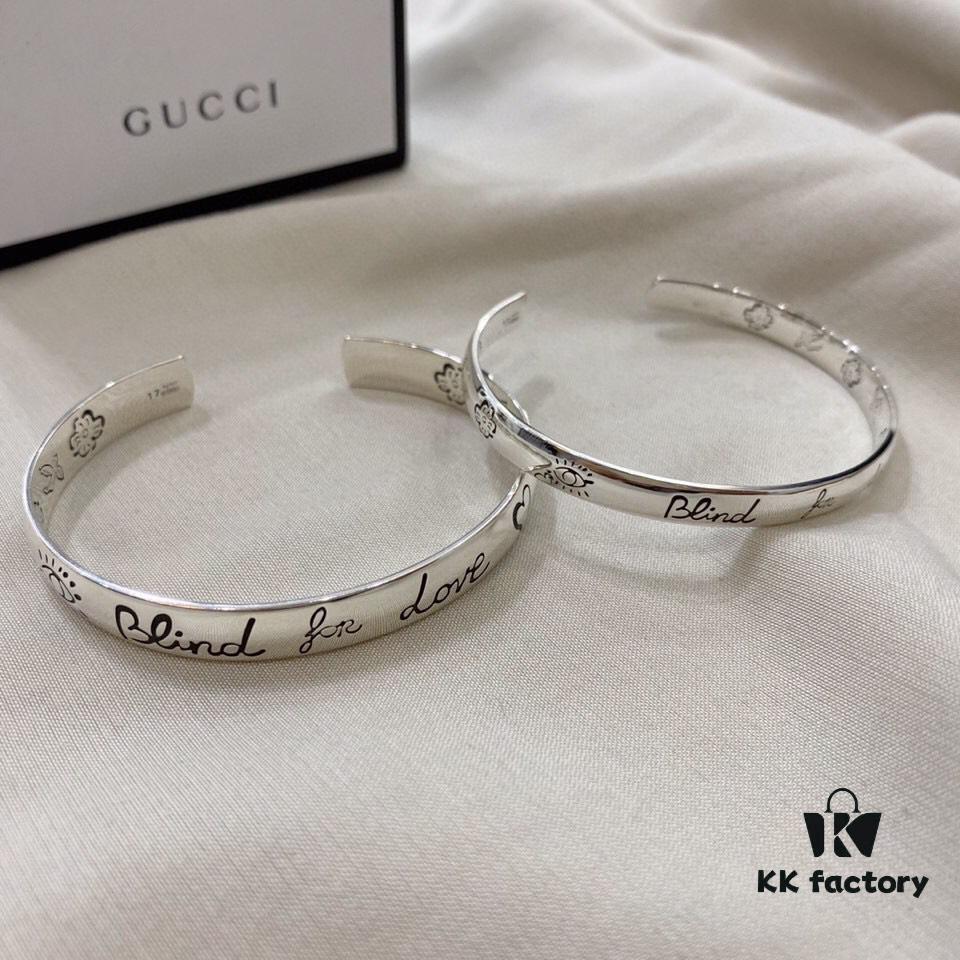 Gucci Super Recommended Hydraulic Mold Fearless Love Birds and Flowers Couple 925 Sterling Silver Bracelet