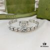 Gucci New Arrival 925 Sterling Silver Interlocking Double Wide Bangle Ring