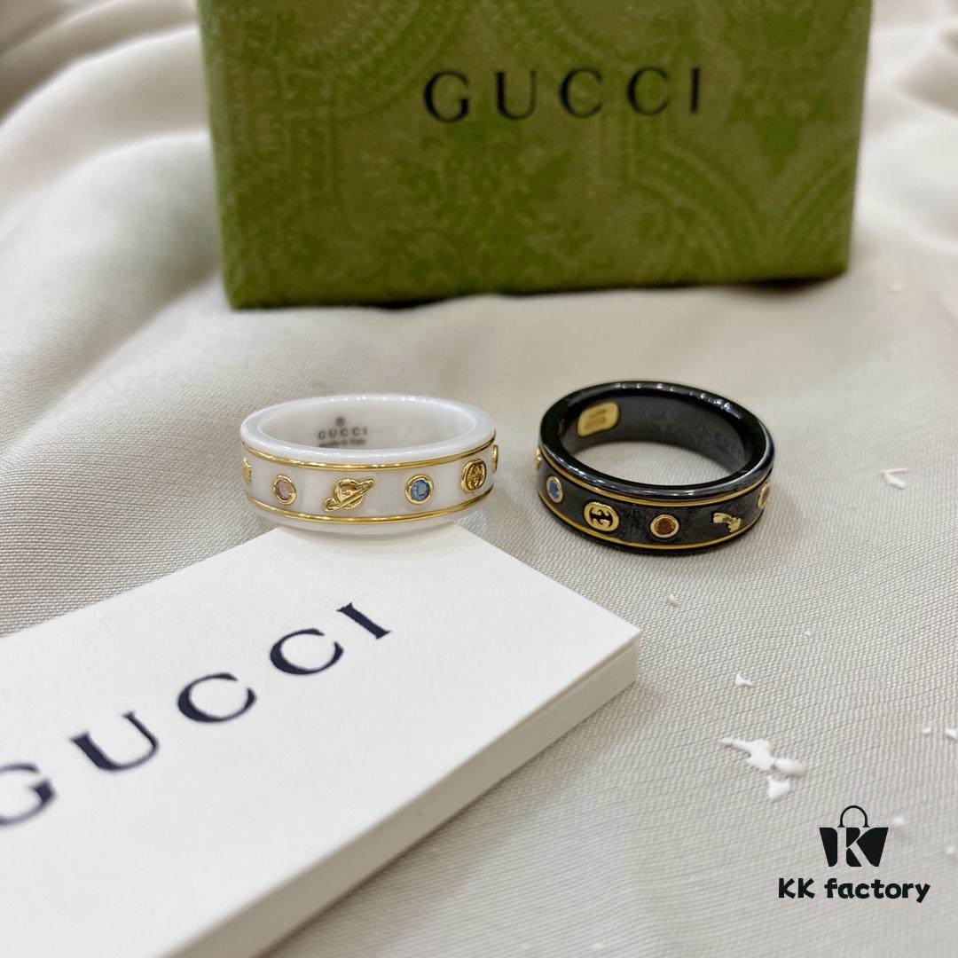 Gucci G Icon Series 18K Gold Interlocking Double G Couple Ring