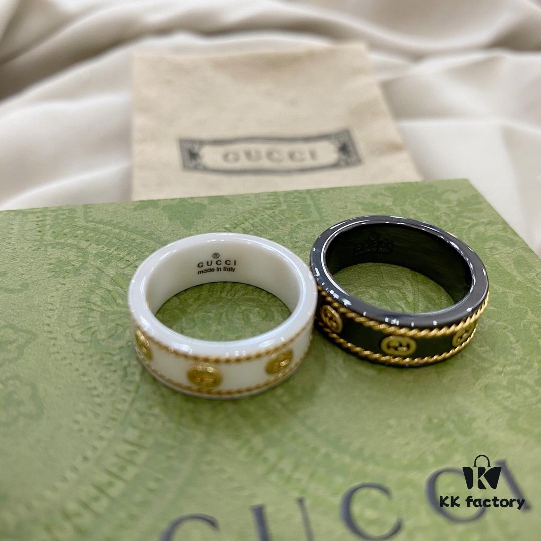 Gucci Icon Series 18K Gold Interlocking Double G Couple Ring