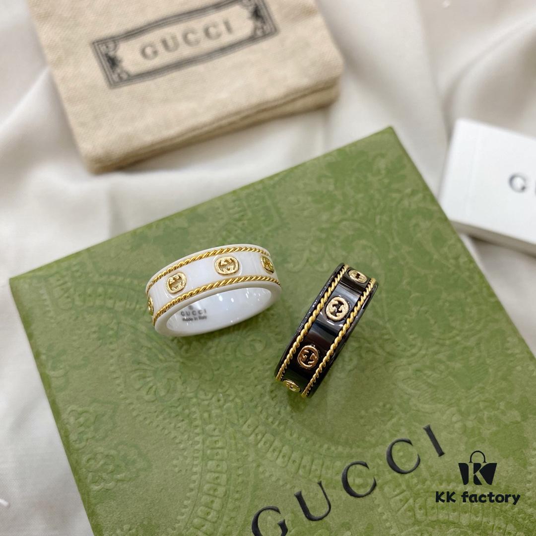 Gucci Icon Series 18K Gold Interlocking Double G Couple Ring