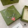692ff06f99f2d84055c8d608 Gucci Gucci 925 Sterling Silver Interlocking Double G Red Enamel Heart Bracelet