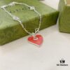 692ff07299f2d84055c8d60c Gucci Gucci 925 Sterling Silver Interlocking Double G Red Enamel Heart Bracelet