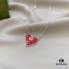692ff07399f2d84055c8d60e Gucci Gucci 925 Sterling Silver Interlocking Double G Red Enamel Heart Pendant Necklace