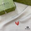 692ff07599f2d84055c8d610 Gucci Gucci 925 Sterling Silver Interlocking Double G Red Enamel Heart Pendant Necklace