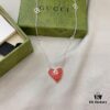 692ff07699f2d84055c8d612 Gucci Gucci 925 Sterling Silver Interlocking Double G Red Enamel Heart Pendant Necklace