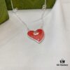 692ff07699f2d84055c8d613 Gucci Gucci 925 Sterling Silver Interlocking Double G Red Enamel Heart Pendant Necklace