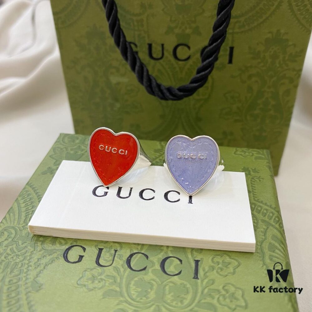 692ff07799f2d84055c8d614 Gucci Gucci 925 Sterling Silver Enamel Heart Ring