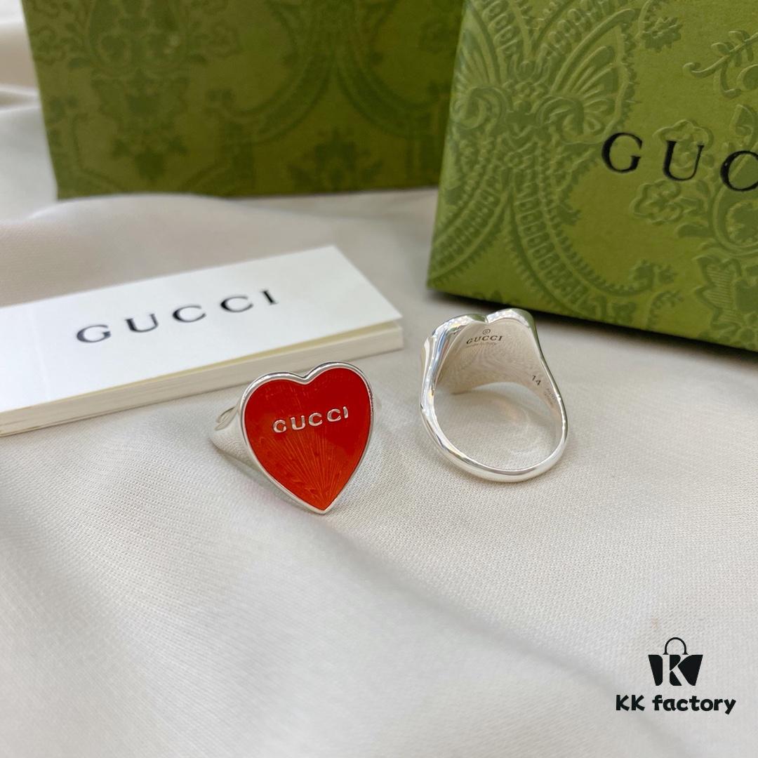 Gucci Gucci 925 Sterling Silver Enamel Heart Ring