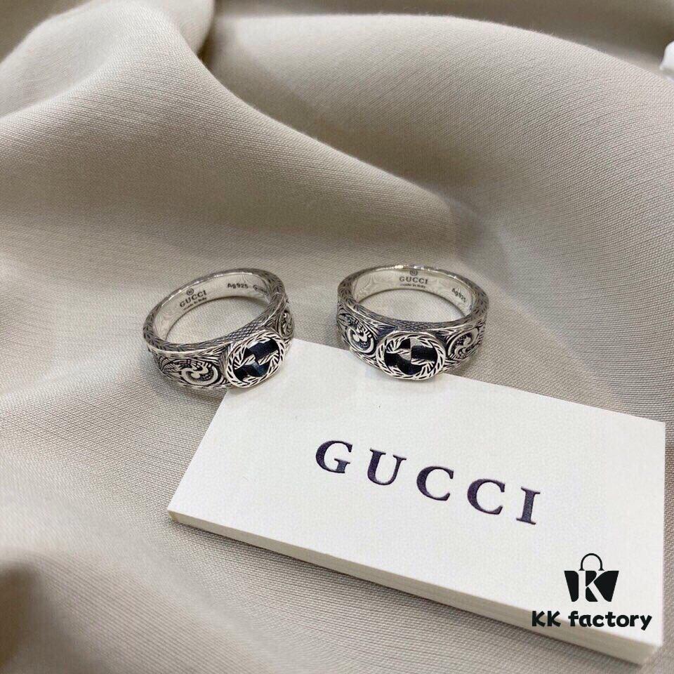 692ff07c99f2d84055c8d620 Gucci Gucci 925 Sterling Silver Vintage GG Ivy Motif Ring