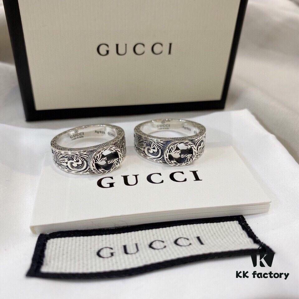Gucci Gucci 925 Sterling Silver Vintage GG Ivy Motif Ring